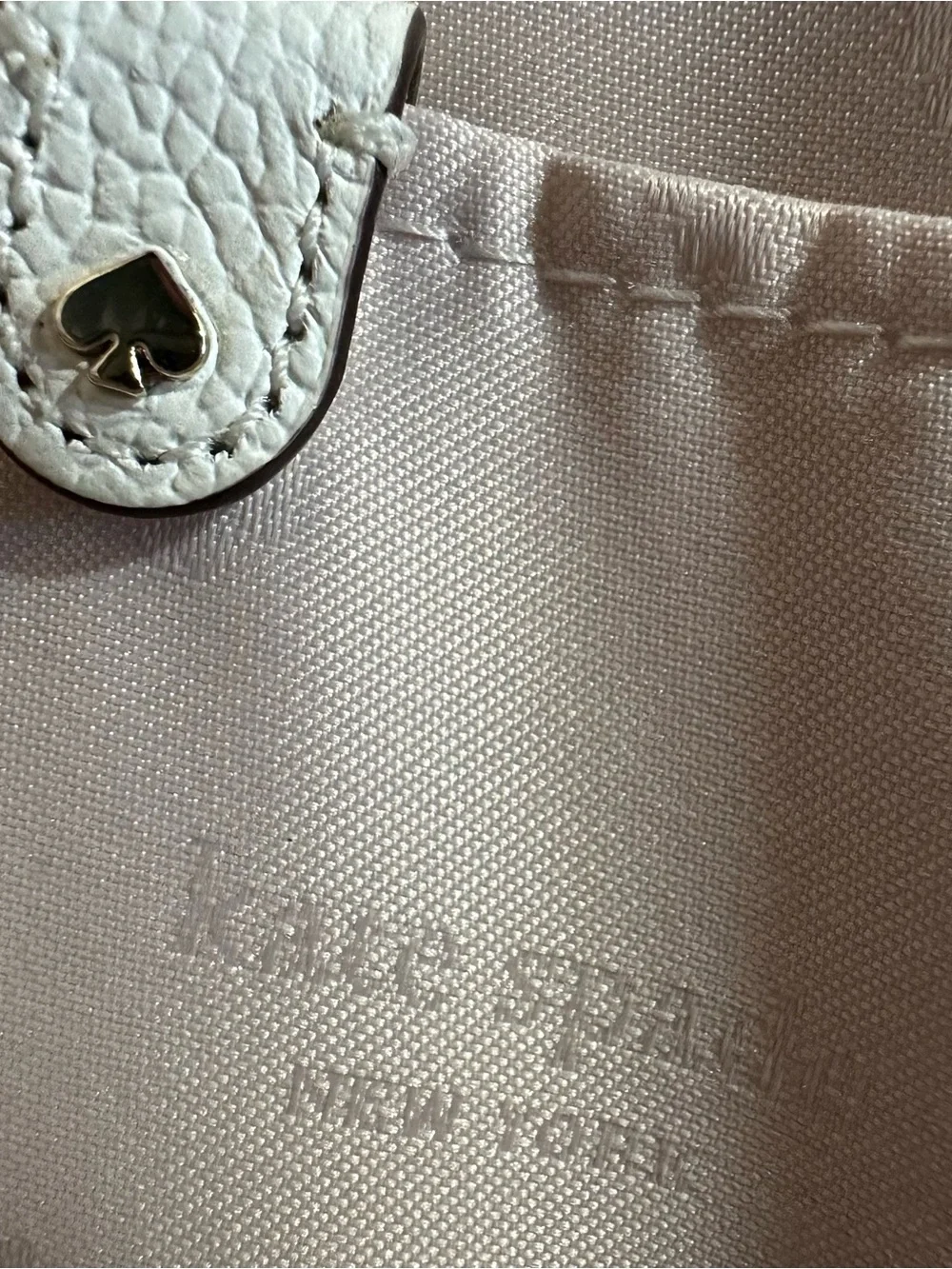 Kate Spade Margaux Medium Pebbled Cloud Mist Leather Satchel Gray Accents